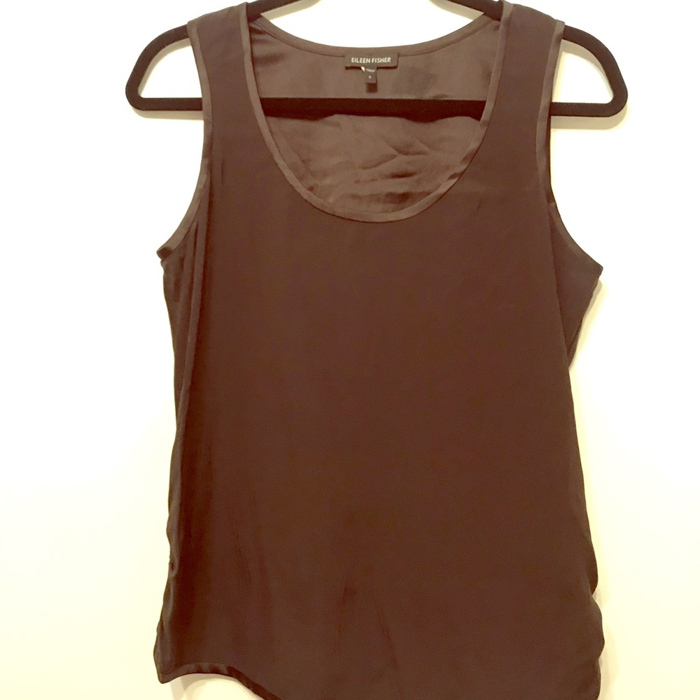 Eileen Fisher silky seal brown top Size small